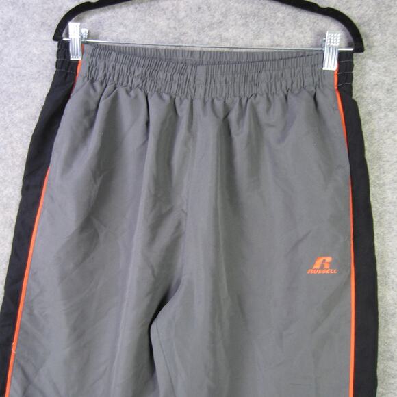 Russell Athletic Pants Mens Large Gray Black Track Warm Up Mesh Lined Polyester - Picture 2 of 10
